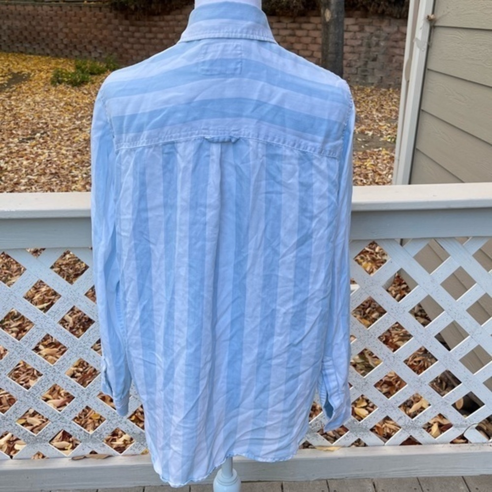 Rails Uli Block‎ Blue Stripe Shirt Lace Up Neck Nautical Coastal Top L/XL ? Read - Picture 4 of 12